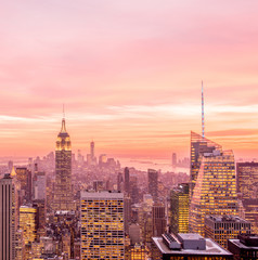 Fototapeta premium View of New York Manhattan during sunset hours