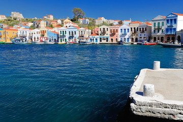 Fishing boats moored to the east side-main harbor. Kastellorizo-Greece. 1721