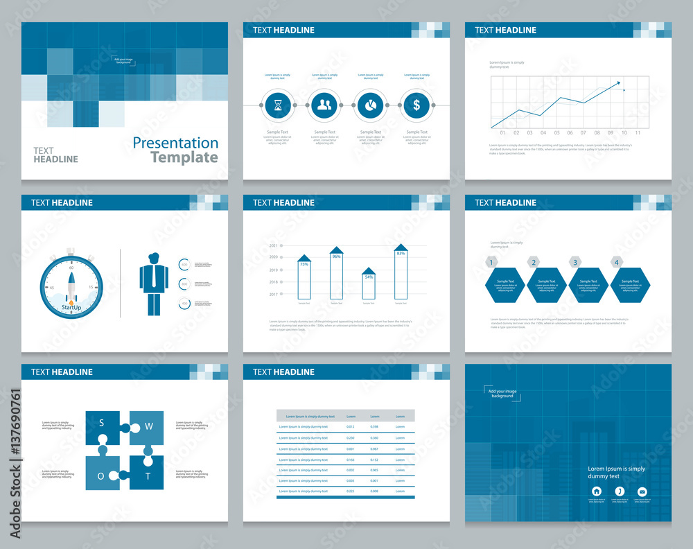Aufkleber presentation background design template with infographic elements design for brochure, annual report