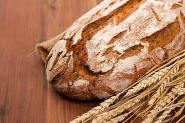 Traditional Homemade Fresh Loaf of Bread. Selective focus.