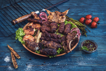 Grilled different meat
