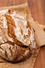Traditional Homemade Fresh Loaf of Bread. Selective focus.