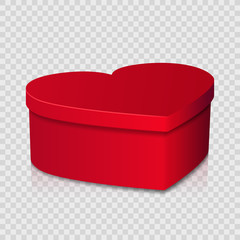 Red heart shaped gift box on simple background, vector illustration