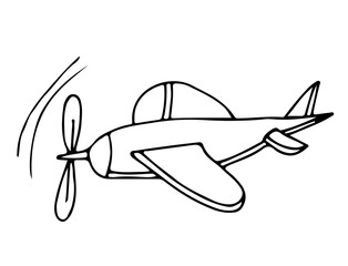 Black line airplane for coloring book