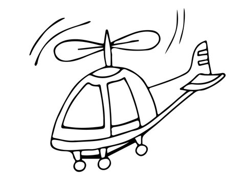 Black line helicopter on the white background