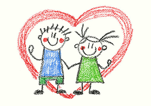 Children with heart Charity, children health concept Can be used for kindergarten and school illustrations