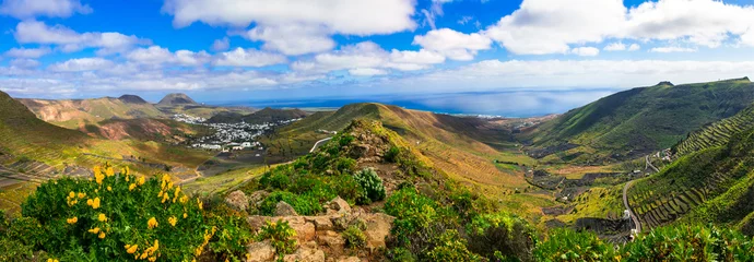 Foto op Aluminium Lanzarote - indrukwekkende schoonheid van vulkanisch eiland. Uitzicht op het dorp Haria © Freesurf