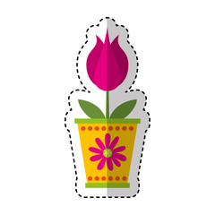 cute flower in pot nature icon vector illustration design