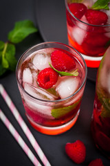Raspberry Vodka Cocktail Lemonade. Selective focus.