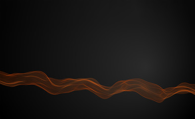 3d illustration of abstract orange wave isolated on black background