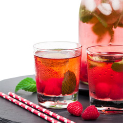 Raspberry Vodka Cocktail Lemonade. Selective focus.