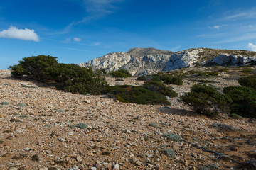 View of the characteristic landscape of Donoussa island.