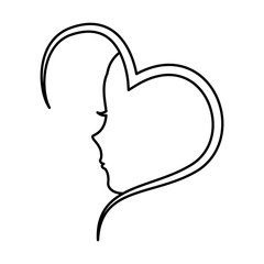 heart with female profile icon vector illustration design