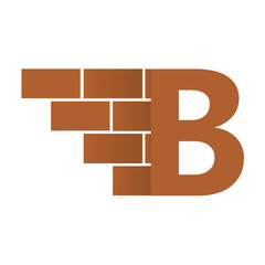 B  letter Logo, brick wall logo design with place for your data.  Vector image. 