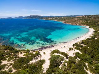Cercles muraux Plage de Palombaggia, Corse Aerial  view  of Palombaggia beach in Corsica Island in France