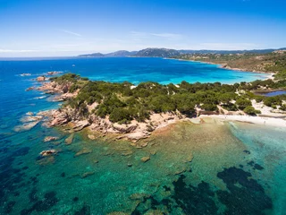Papier Peint photo autocollant Plage de Palombaggia, Corse Aerial  view  of Palombaggia beach in Corsica Island in France