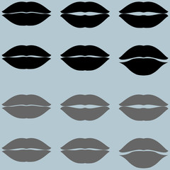 Lips black and grey twelve items.