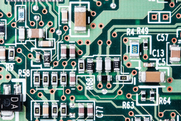 Close up of a printed circuit board