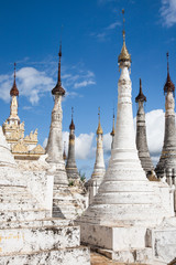 Fototapeta premium White stupas, Inle Lake, Burma