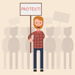 A crowd of people protesting against something.