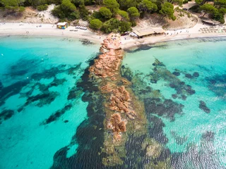 Papier Peint photo Plage de Palombaggia, Corse Aerial view of Palombaggia beach in Corsica Island in France