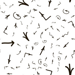Seamless ornament from different handwritten arrows. Vector illustration background