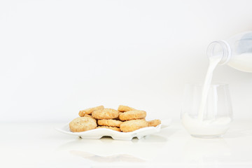 Biscuits with pouring milk