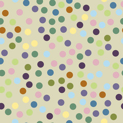 Abstract seamless pattern with different circles. Geometry random circles ornament for fabric, cards, backgrounds. Vector illustration.