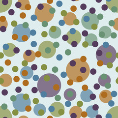 Fototapeta na wymiar Abstract seamless pattern with different circles. Geometry random circles ornament for fabric, cards, backgrounds. Vector illustration.