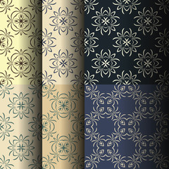 Set of seamless vintage background, retro style royal pattern. Vector illustration