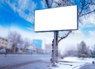 advertising outdoor billboard and banner at city street mockup useful for design