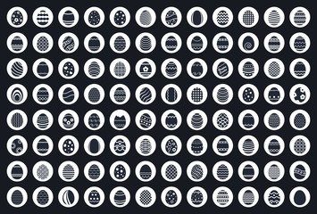 easter eggs set, simple flat icons for easter