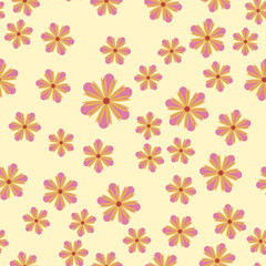 Exquisite floral ornament with random flowers. For fabric, wrapping paper, wallpaper, design and interior. Vector background.