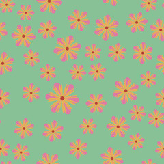 Exquisite floral ornament with random flowers. For fabric, wrapping paper, wallpaper, design and interior. Vector background.