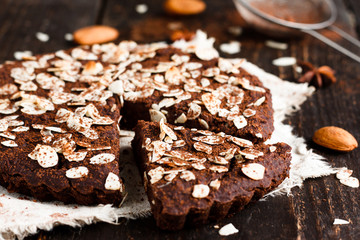 vegan chocolate cake with almonds