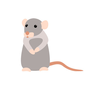 rat cartoon  vector illustration style Flat