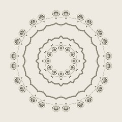 Elegant vintage round element. Mandala style. For business card, monogram, poster, logo, postcards, design, pattern. Vector illustration.