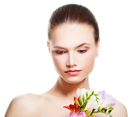 Fototapeta premium Spa Portrait of Beautiful Woman Isolated
