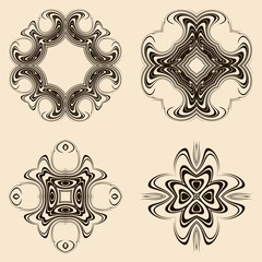 .Set of decorative vintage elements. For business card, monogram, poster, logo, postcards, design. Vector illustration..