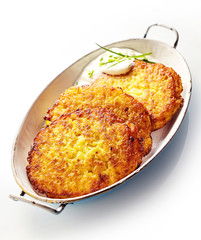 Crisp Potato Rosti Served with Creamy Dill Sauce