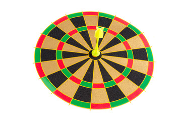 Obraz premium Yellow Dart is in the center of the target.