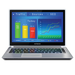 Website analitycs on laptop computer screen