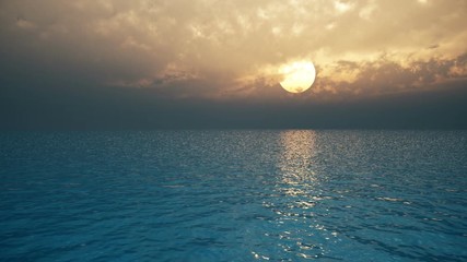 The heavy clouds are floating over the ocean at sunset. 3D-Rendering - Powered by Adobe