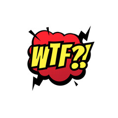 WTF comic text bubble vector isolated color icon