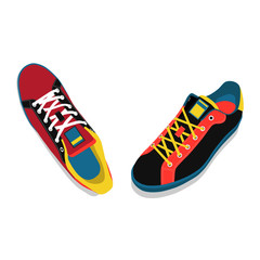 colored classic sneakers icon, vector, illustration,