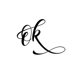 OK calligraphy hand drawn vector lettering