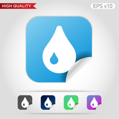 Waterdrop icon. Button with water icon. Modern UI vector.