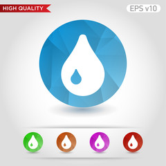 Waterdrop icon. Button with water icon. Modern UI vector.