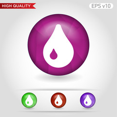 Waterdrop icon. Button with water icon. Modern UI vector.