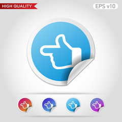 Left finger icon. Button with left finger icon. Modern UI vector.